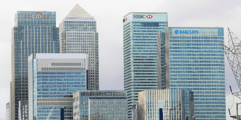 city skyline of banks