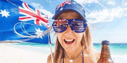 woman blue australia cap